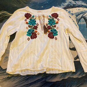 Ariat Reflections Tunic Embroidered Top with Bell Sleeve Western Woman
